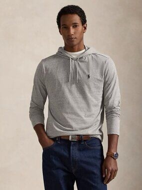 POLO RALPH LAUREN Jersey Hooded Long Sleeve T Shirt –100% Cotton Tee – MEDIUM